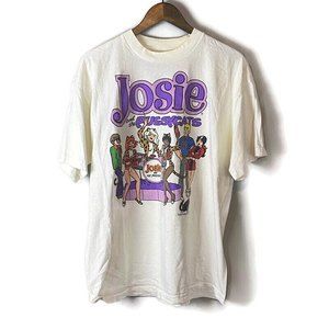 JOSIE & THE PUSSYCATS Mens White Vintage on Sof Tee Short Sleeve T Shirt Size XL